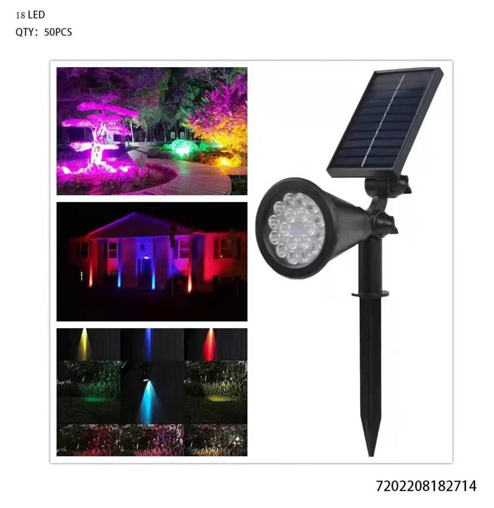 Ηλιακός προβολέας κήπου LED RGB - 18LED - 182714 - Image 2